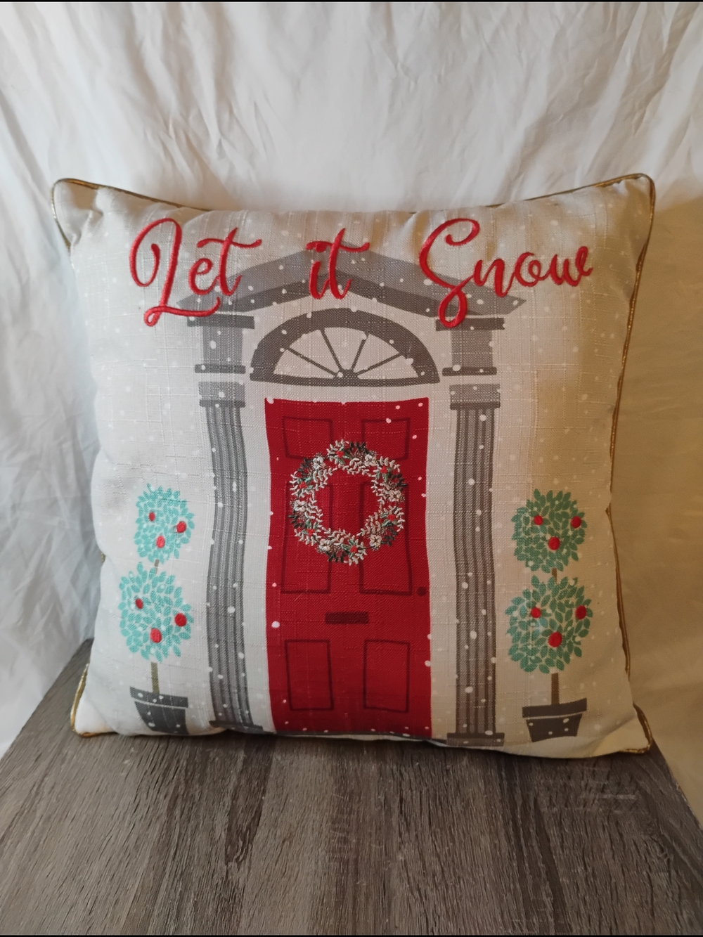 Let It Snow Fabric Christmas Stuff Pillow